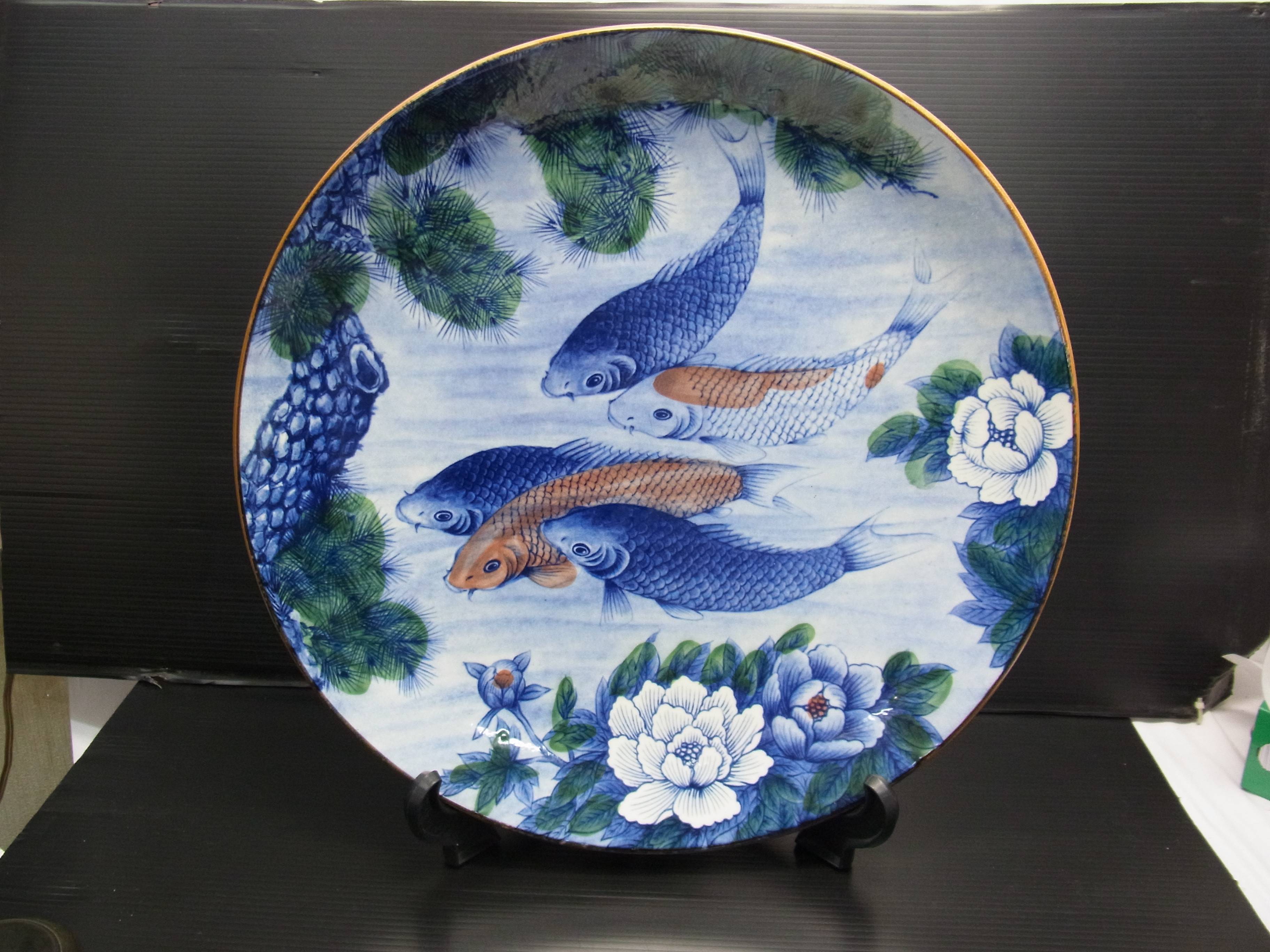 津軽塗 大皿 鯉の絵 飾り皿 直径約60センチ - 工芸品